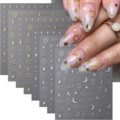 star and moon nail stickers