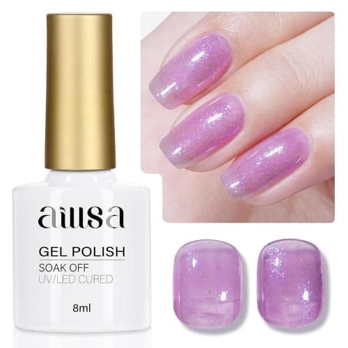 shimmery purple jelly gel nail polish