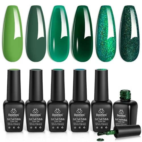 green gel nail polish set
