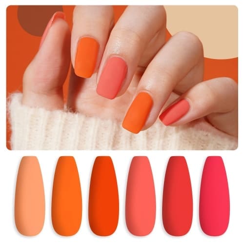matte orange gel nail polish set