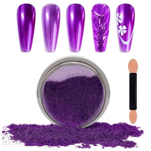 purple chrome nail powder