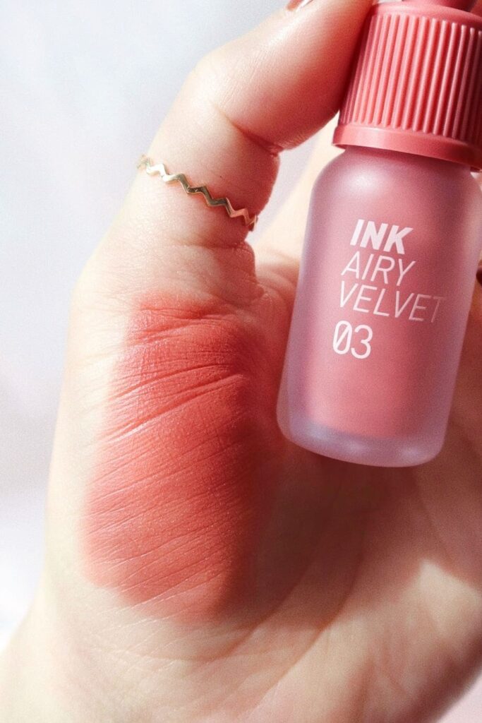 Best Korean Nude Lip Tint: Peripera Ink Airy Velvet in Cartoon Coral