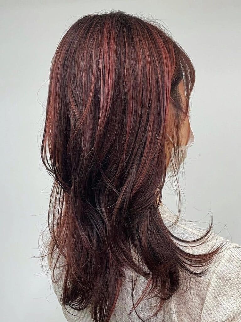 Ash Pink Sombre Highlights on Black Hair