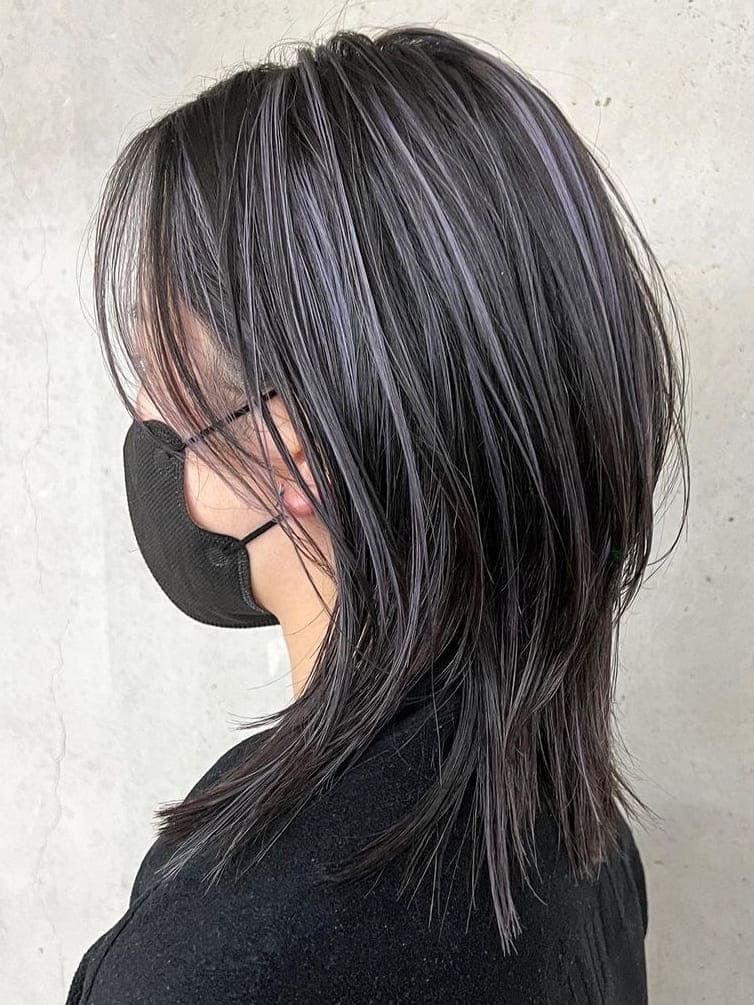 Ash Violet Sombre for Black Layered Hair