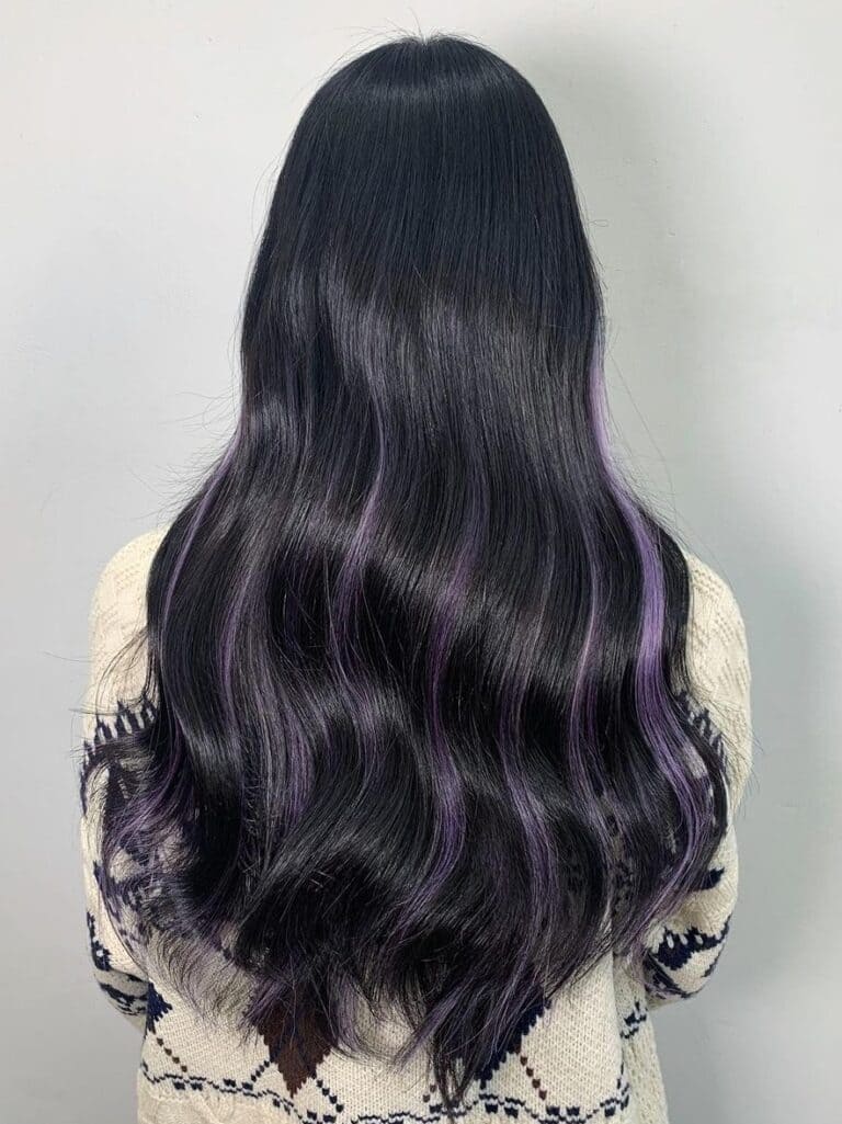 Purple Highlights for Long Black Hair