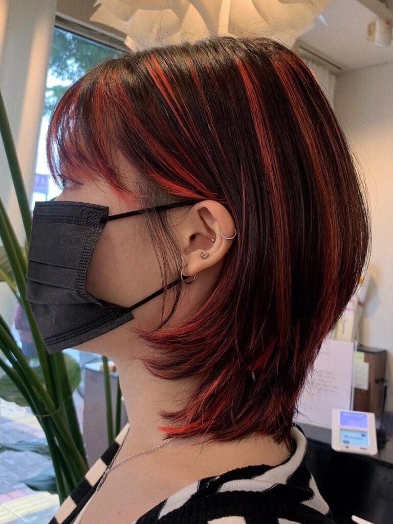 Red Balayage for Short Black Hair