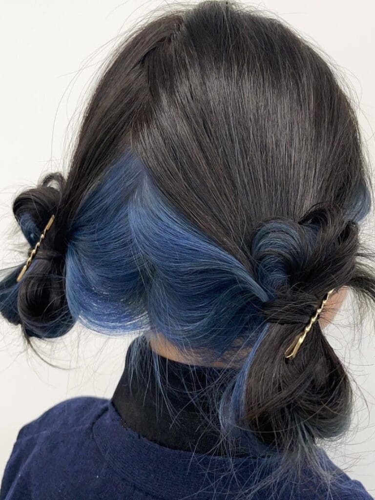 Blue Peekaboo Highlights for Black Hair
