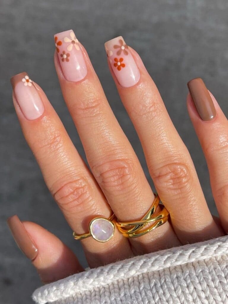 Korean brown nail design: mocha shade