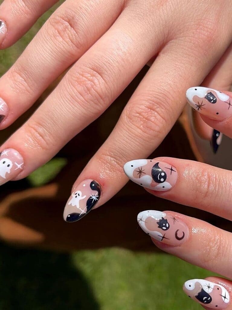 Black and white astrology nails 