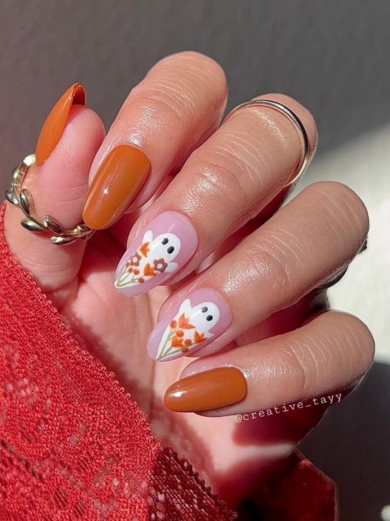 Burnt orange and ghost nails