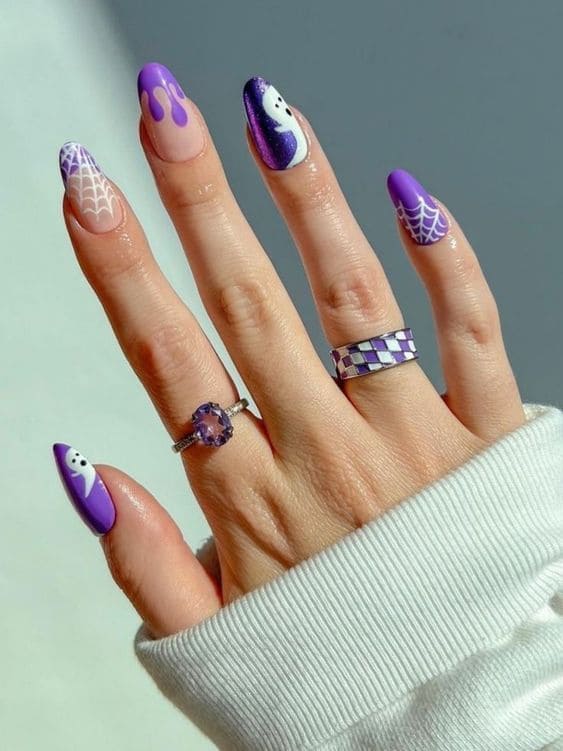 Purple Halloween nail design