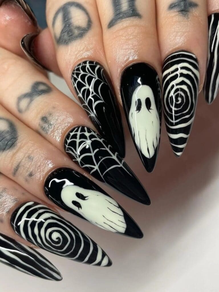 halloween acrylic nail art