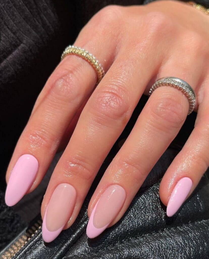 Baby pink nails with French tips