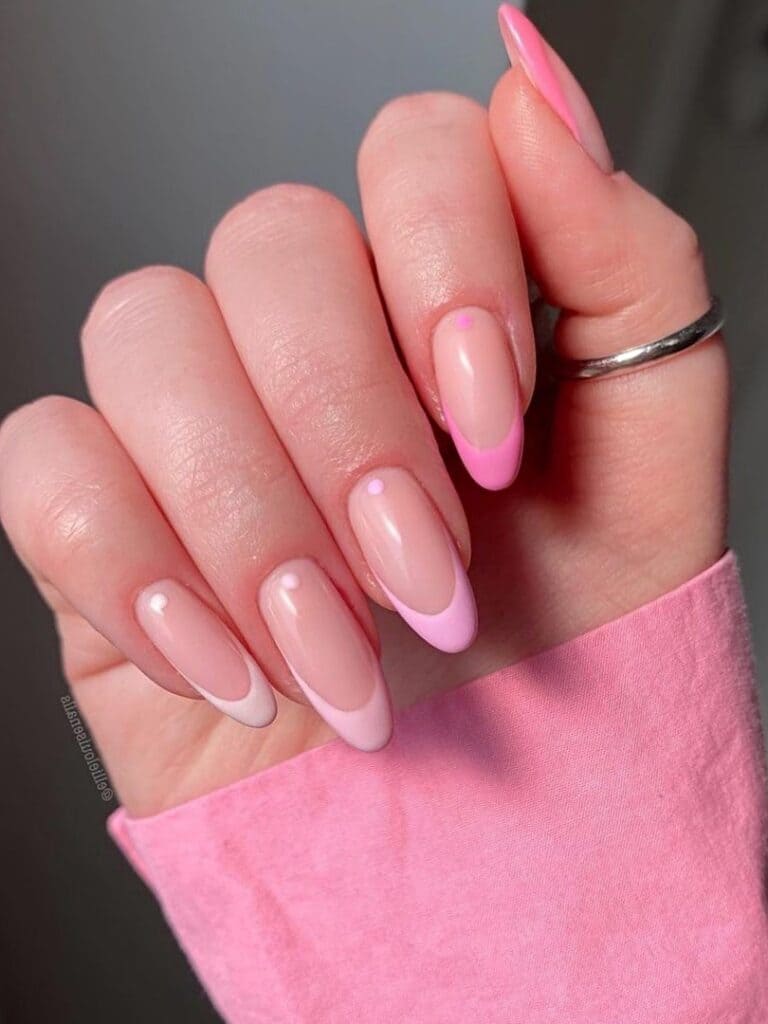 Pink French vertical ombre nails