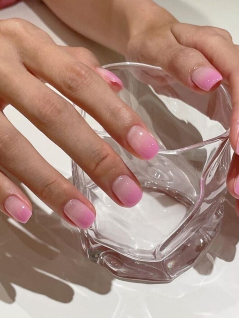 pink and white nails: ombre