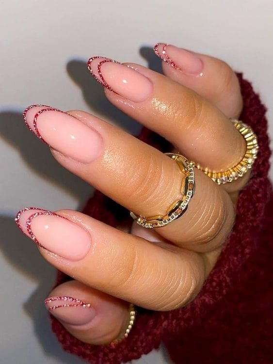 glittery red French outline