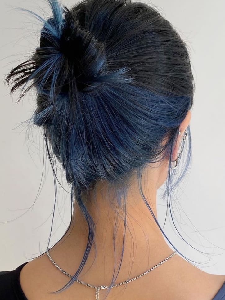 Dark Blue Underneath Hair Updo