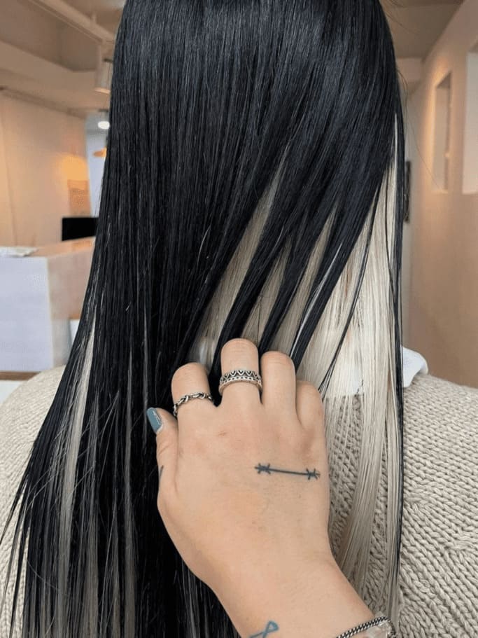 black hair with ash blonde hairstyle