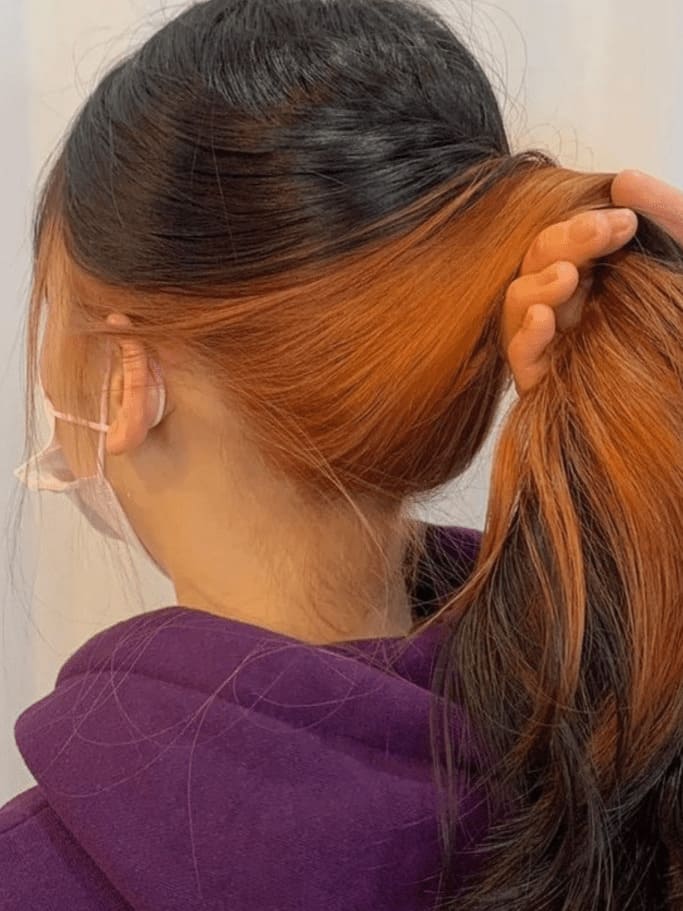 Underlayer Hair Color: Orange Brown