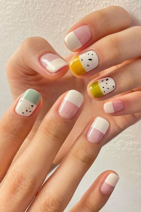 short pink and white nail designs 