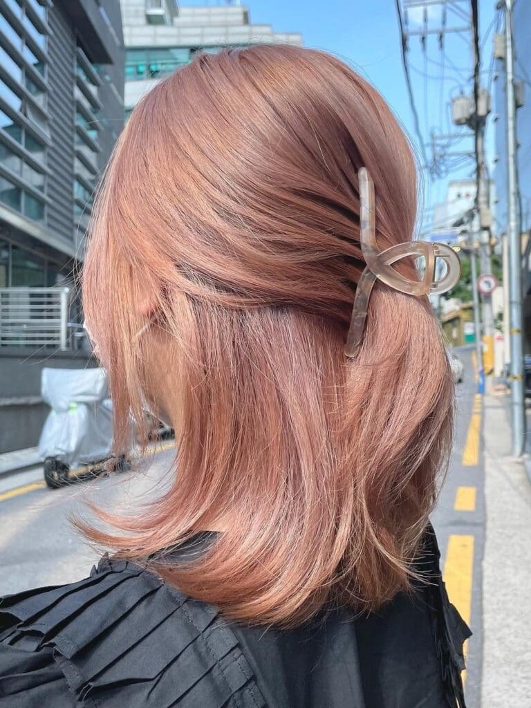 Pink beige hair color