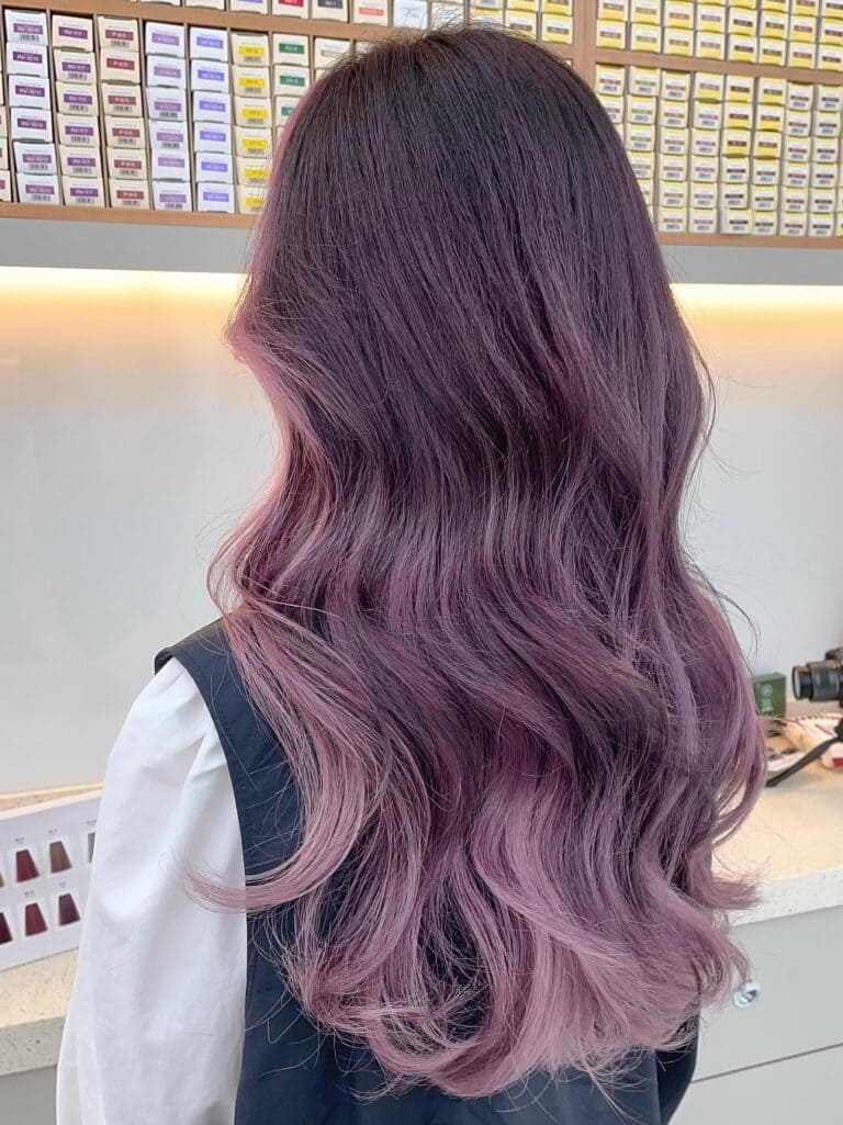 Deep ash purple hair color