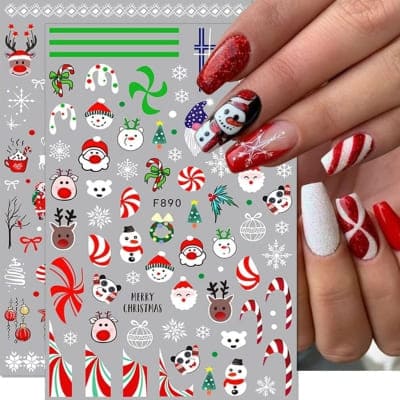 candy cane nail decals