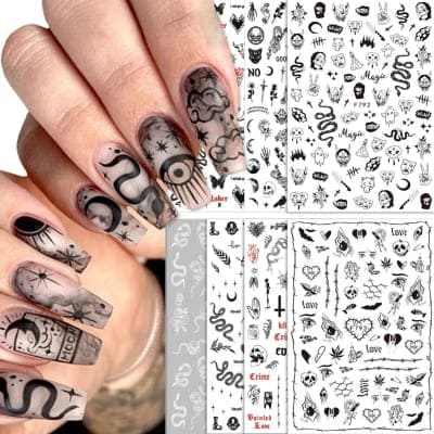gothic nail design stickers