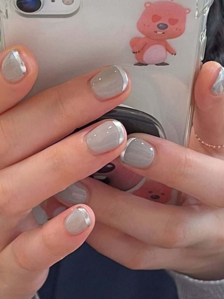 silver chrome French tips