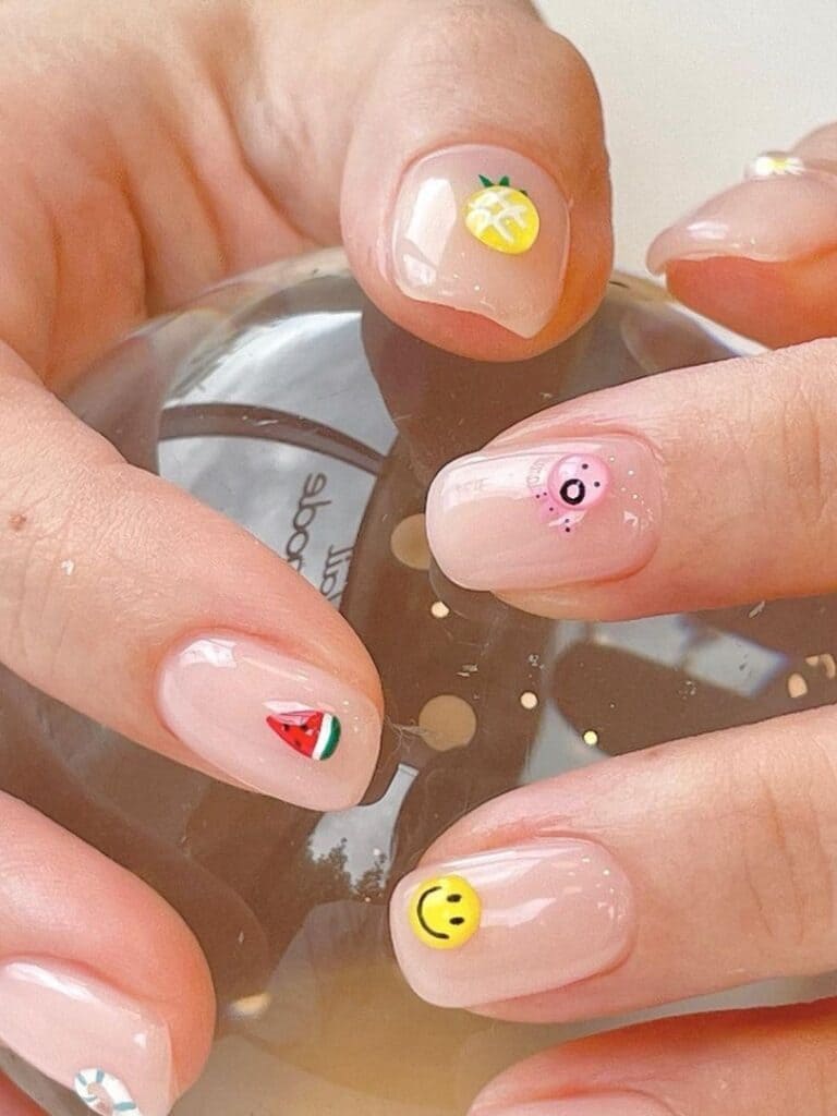 summer Korean nail design: fruits