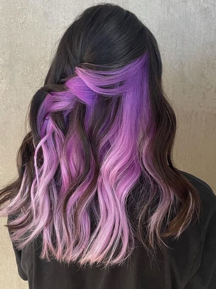 Black Hair With Purple Hidden Color