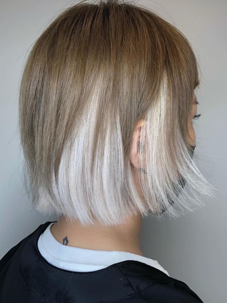 Ash Brown Bob With White Underneath