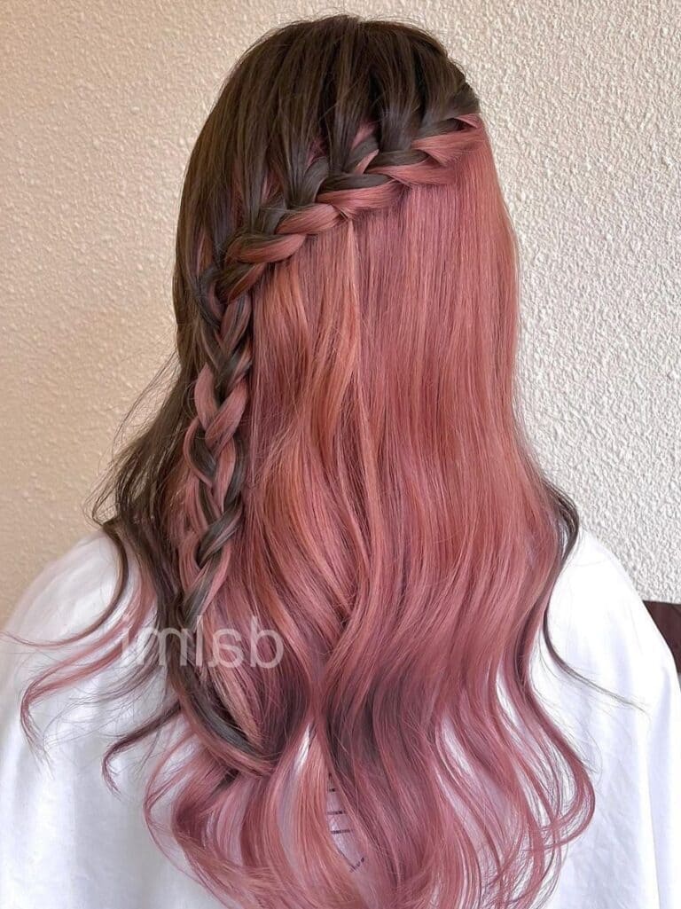 Brown and Ash Pink Two-Tone Hair