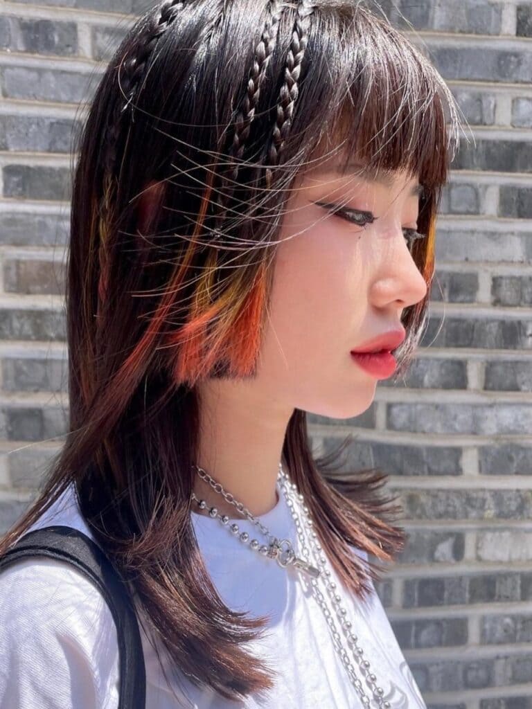 Hime Cut With Orange Ends