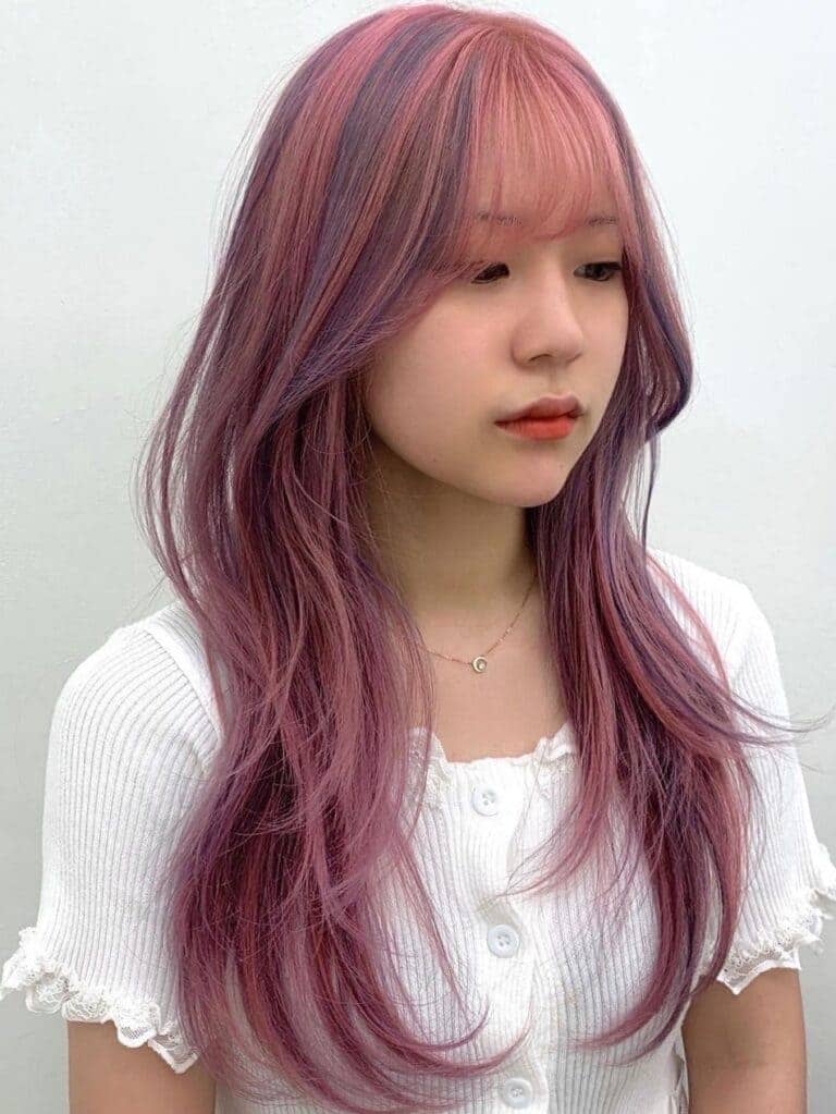 Ash Pink and Purple Two-Tone Hair