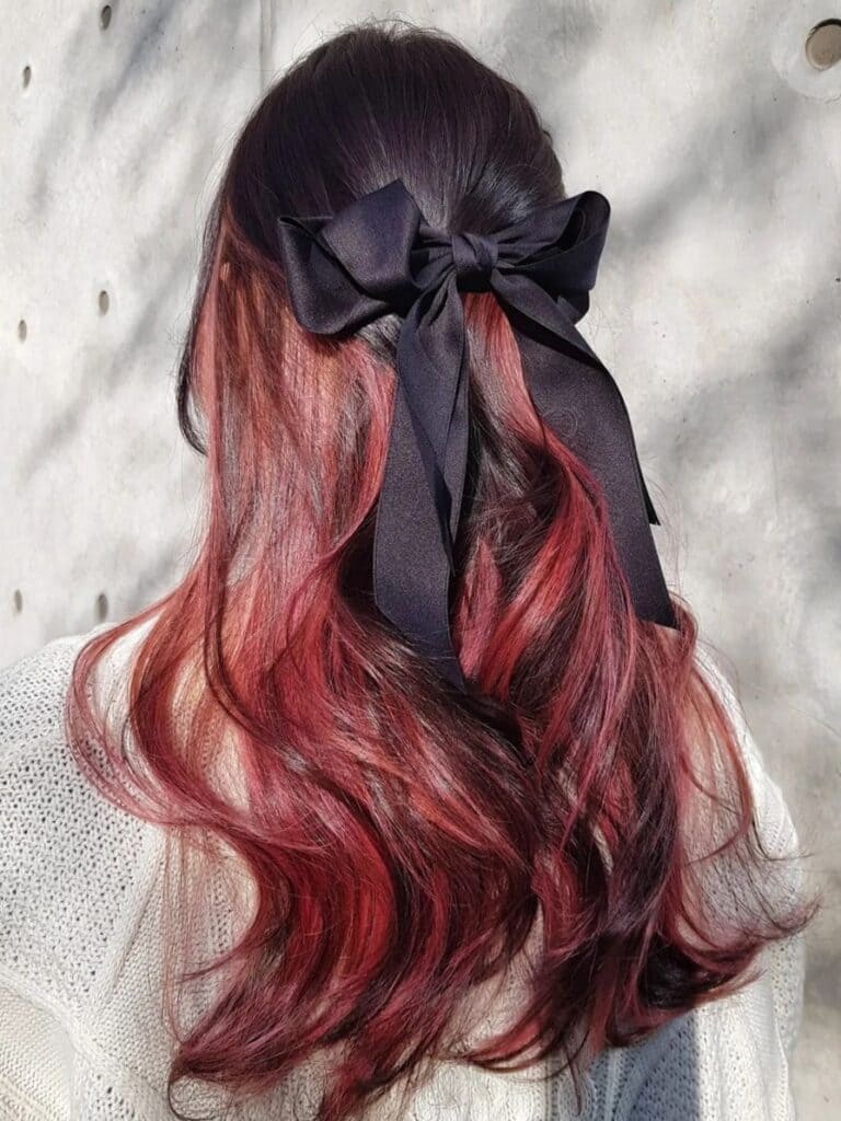 Pink Brown Underneath Half-Up Hair