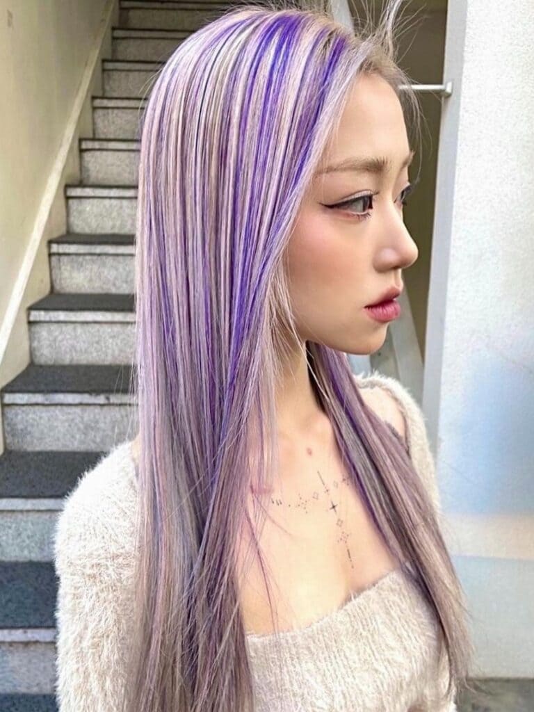 Blonde and Purple Two-Tone Hair