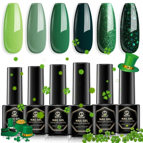 green gel nail polish set