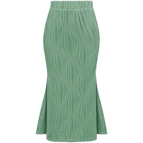 sage green midi knit skirt