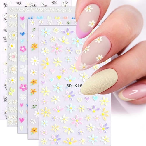 pastel flower nail stickers