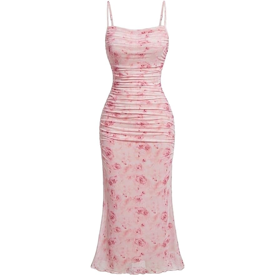 pink flower mini dress