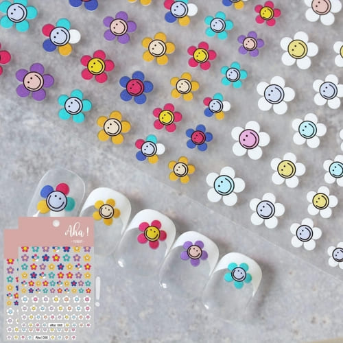 smiley face flower nail stickers