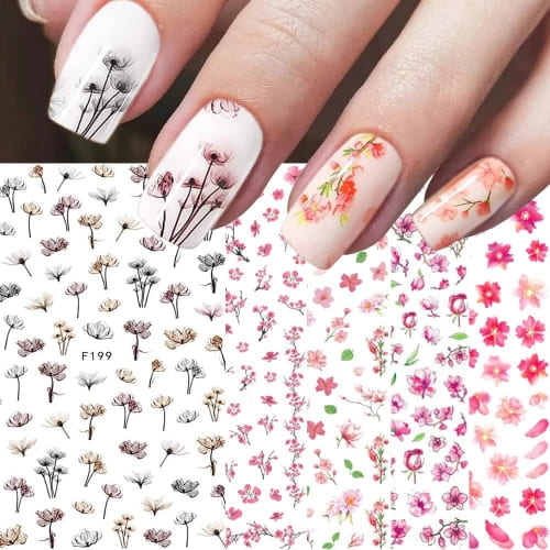 spring flower nail stickers
