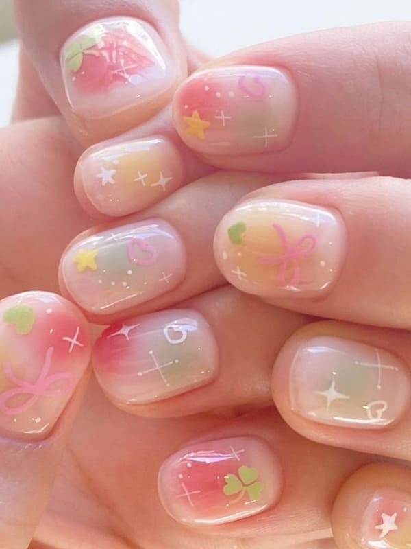 pastel multi color cheek nail designs