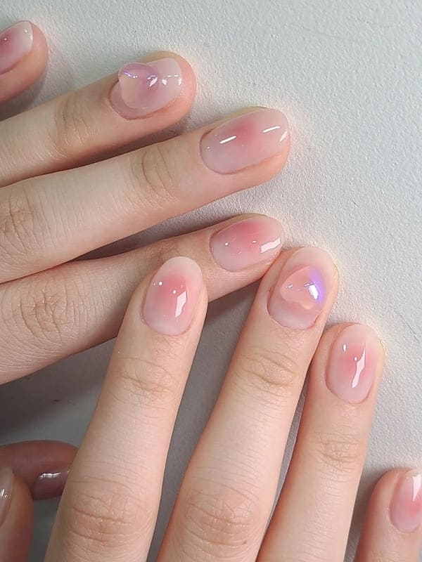 simple Korean blush nails