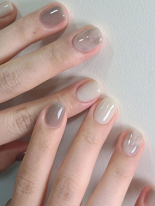 translucent dark gray nails