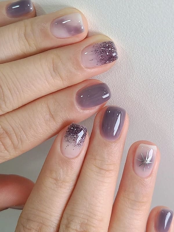 translucent dark gray nails