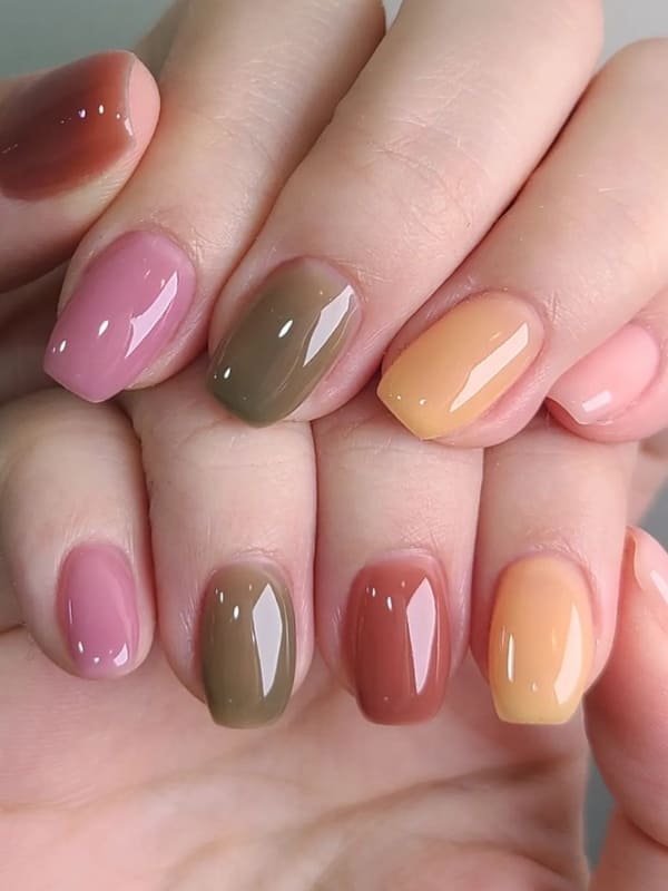 translucent muted tone nails