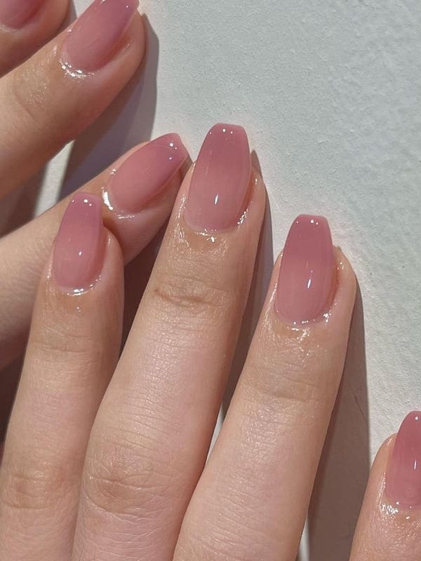pink neutral Korean jelly nails
