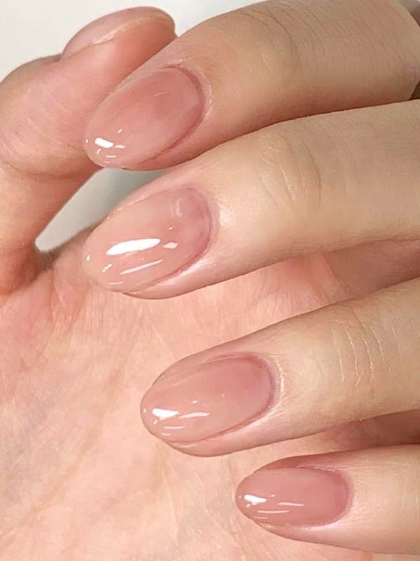 pretty neutral Korean jelly nails